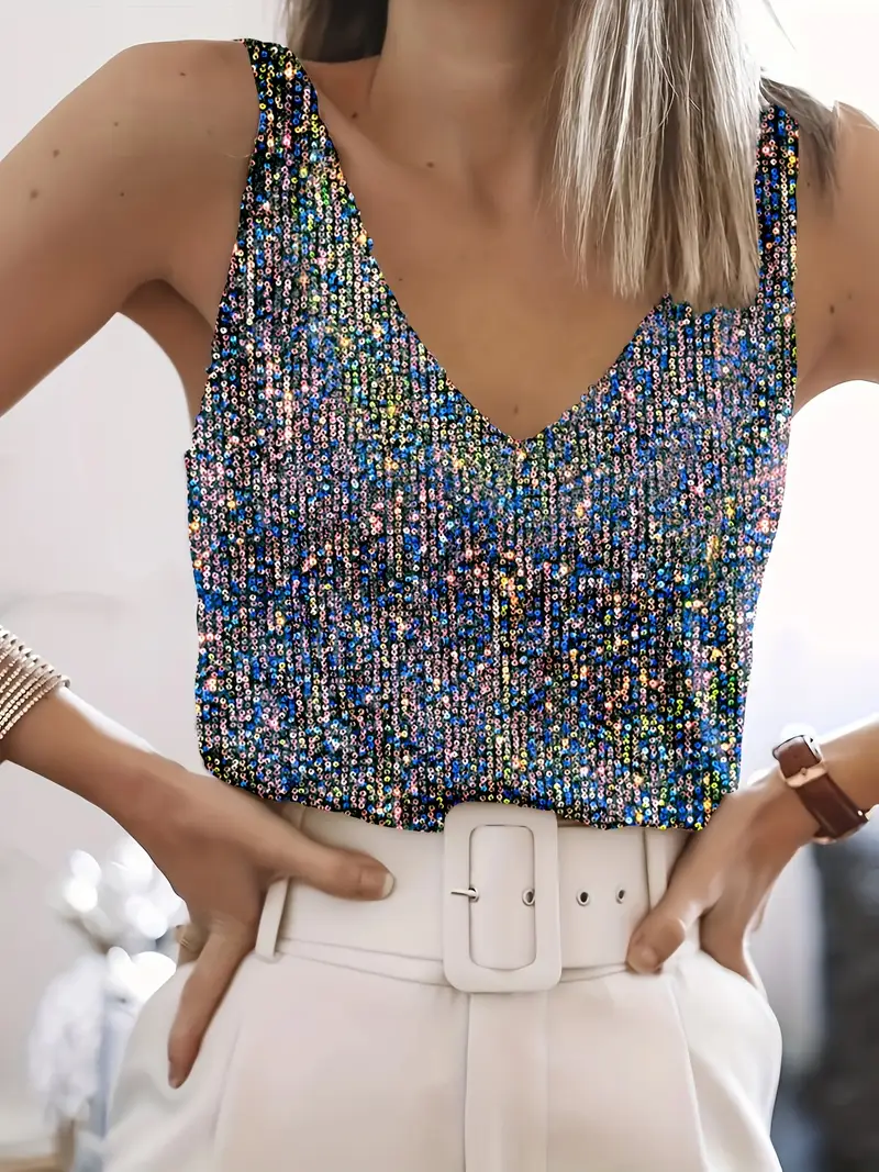 Brooke Sequin Top | Sleeveless Sparkly Party Top