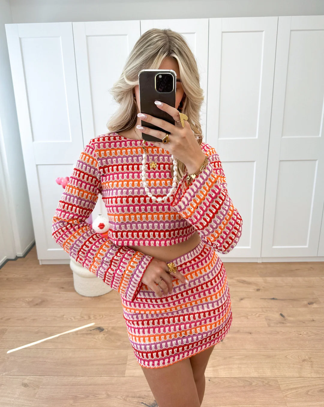 Bethany Knit Set | Long-Sleeve Top & Mini Skirt Two-Piece Outfit