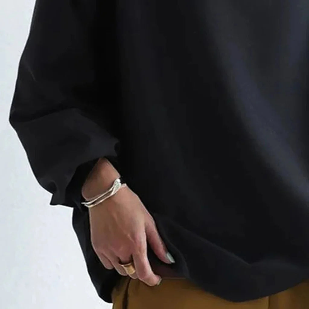 Pepita Top | Women's Autumn Minimalist Loose-Fit Long Sleeve Top
