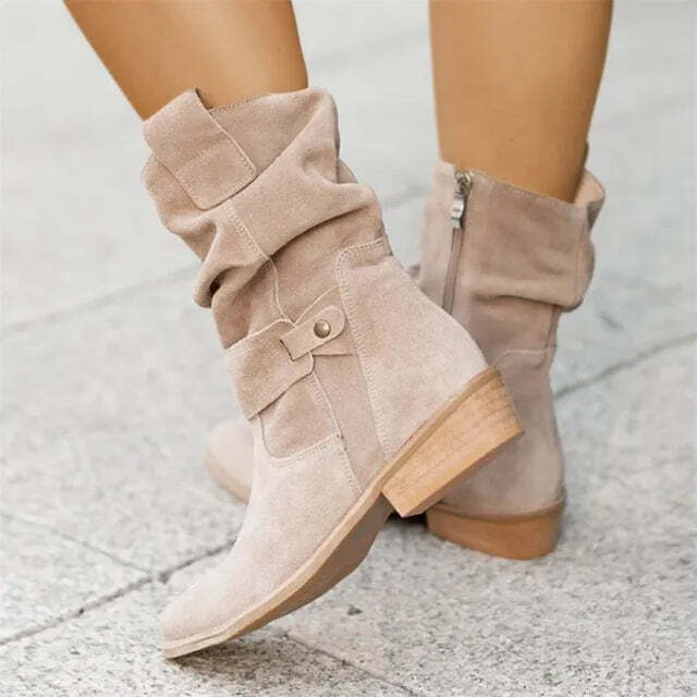 Imelda Boots | Women's Mid-Calf Boots with Zipper