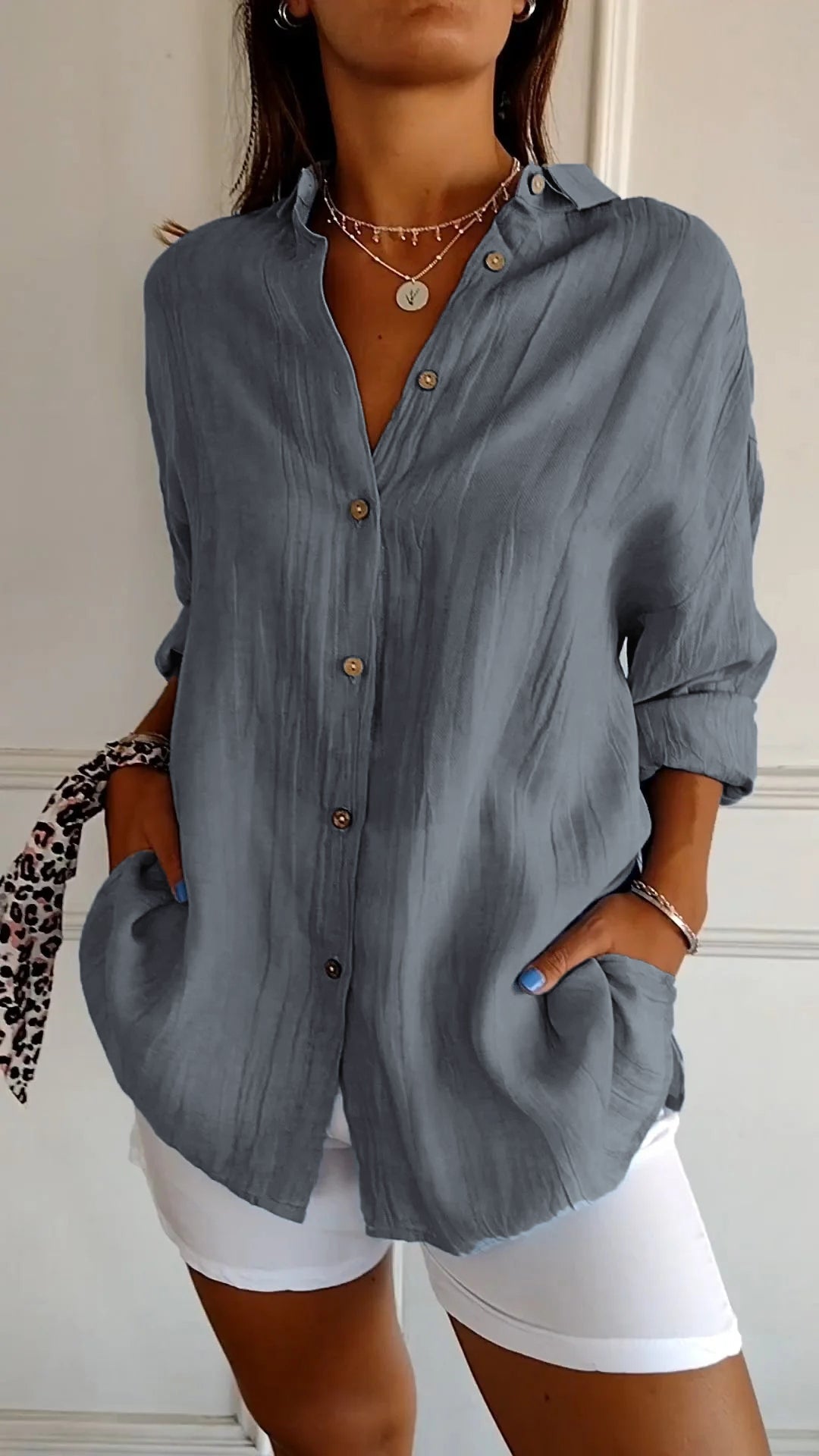 Fleet Blouse | Women’s Elegant Long-Sleeve Blouse with Minimalist Design and Button-Down Front