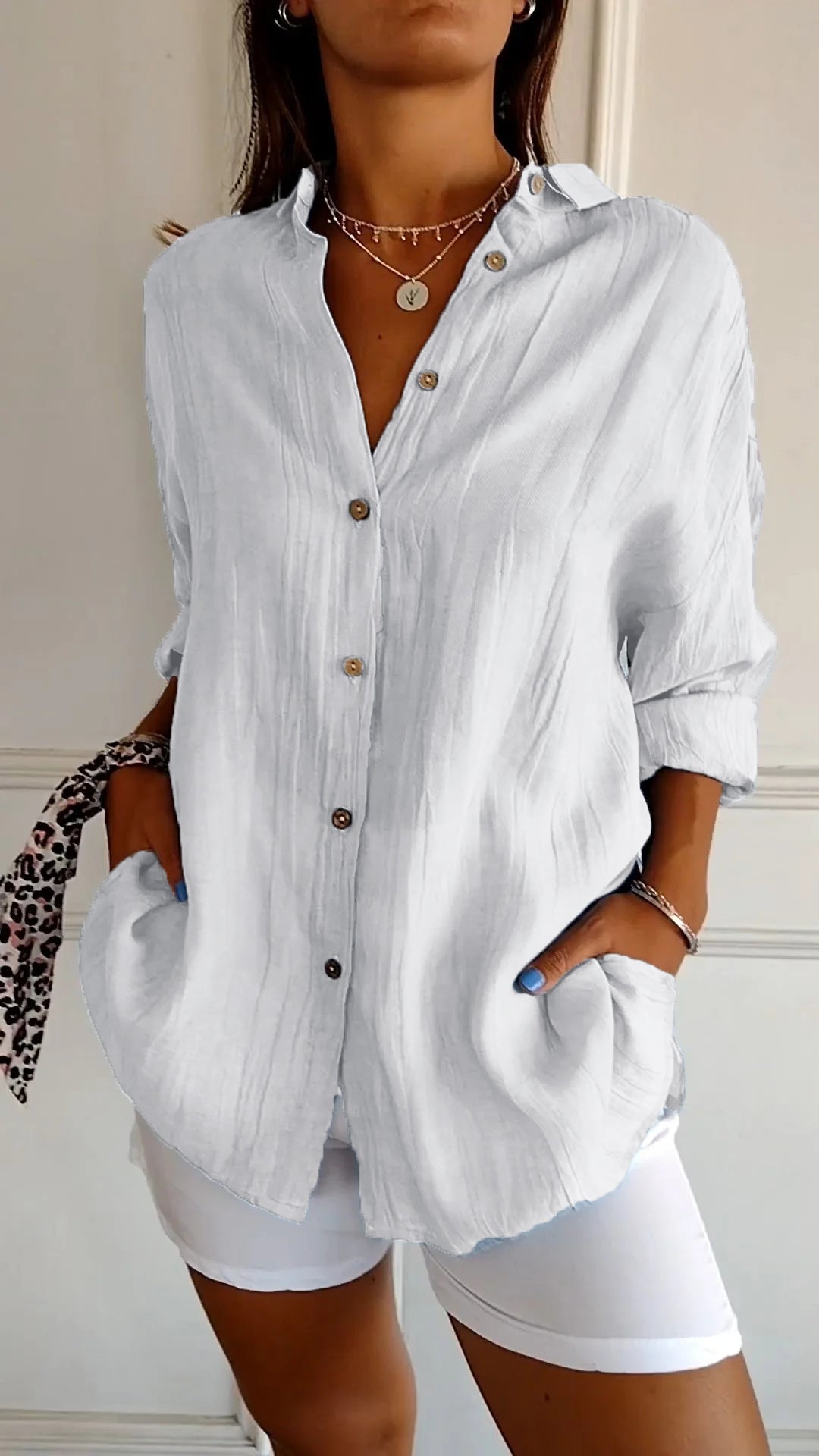 Fleet Blouse | Women’s Elegant Long-Sleeve Blouse with Minimalist Design and Button-Down Front
