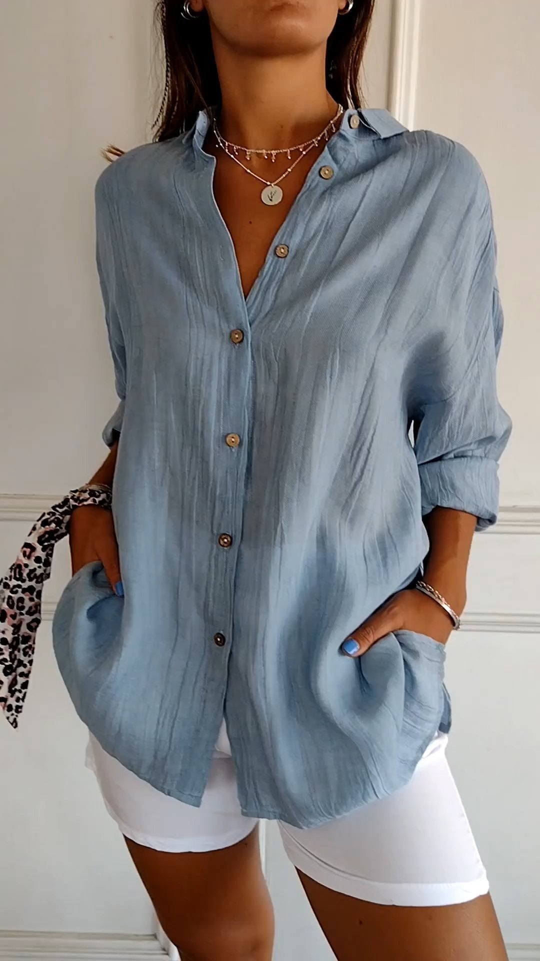 Fleet Blouse | Women’s Elegant Long-Sleeve Blouse with Minimalist Design and Button-Down Front