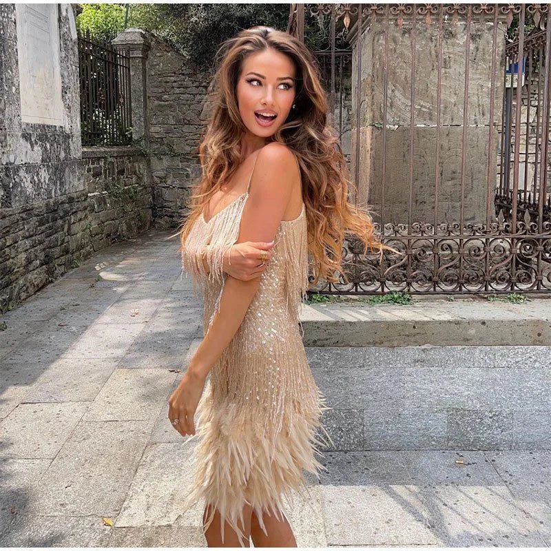 Barbara Dress | Sequin Mini Party Dress for Women with Thin Straps