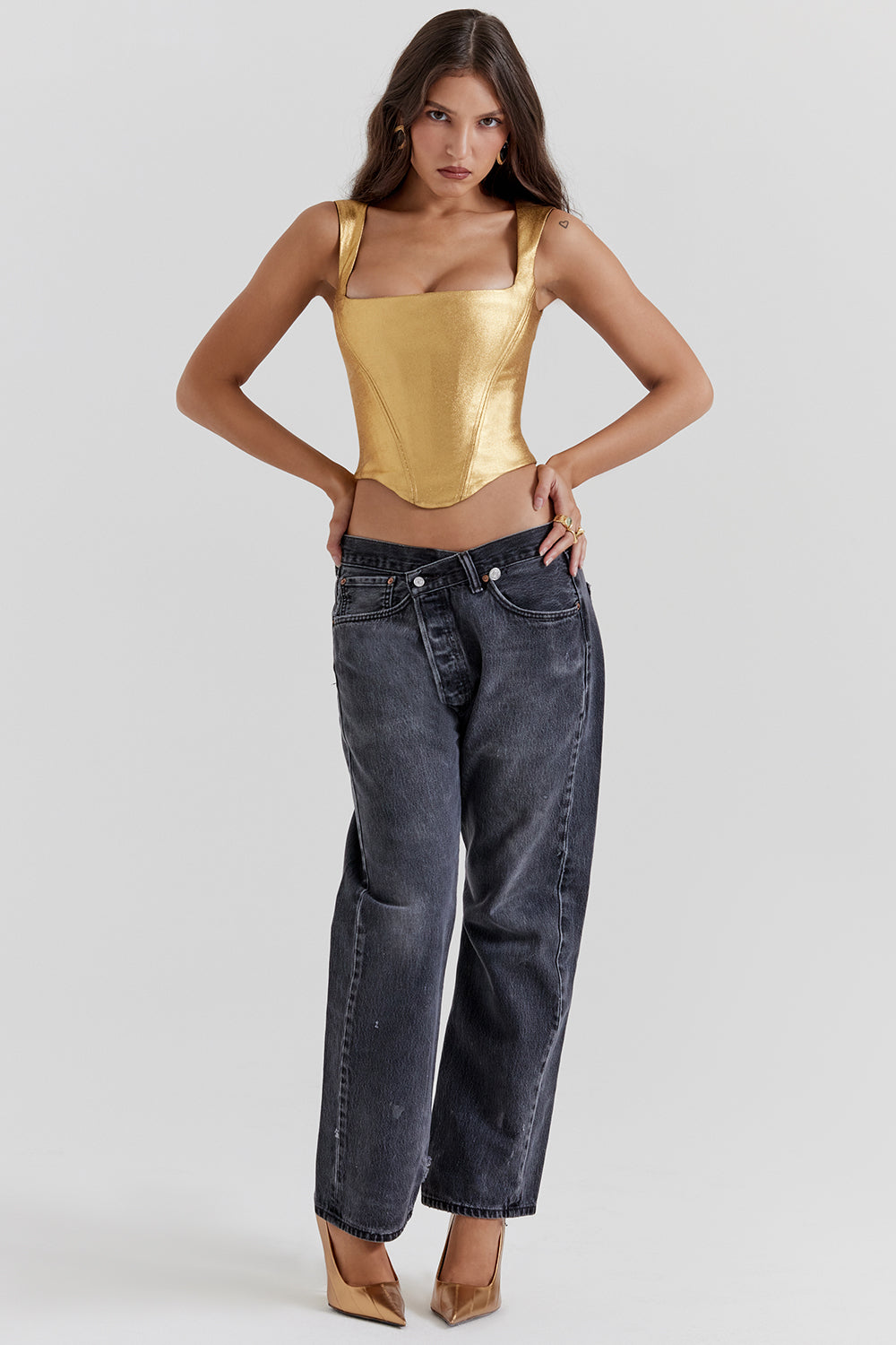 Brooke Corset Top | Women’s Bold Gold Structured Corset for Statement Styling