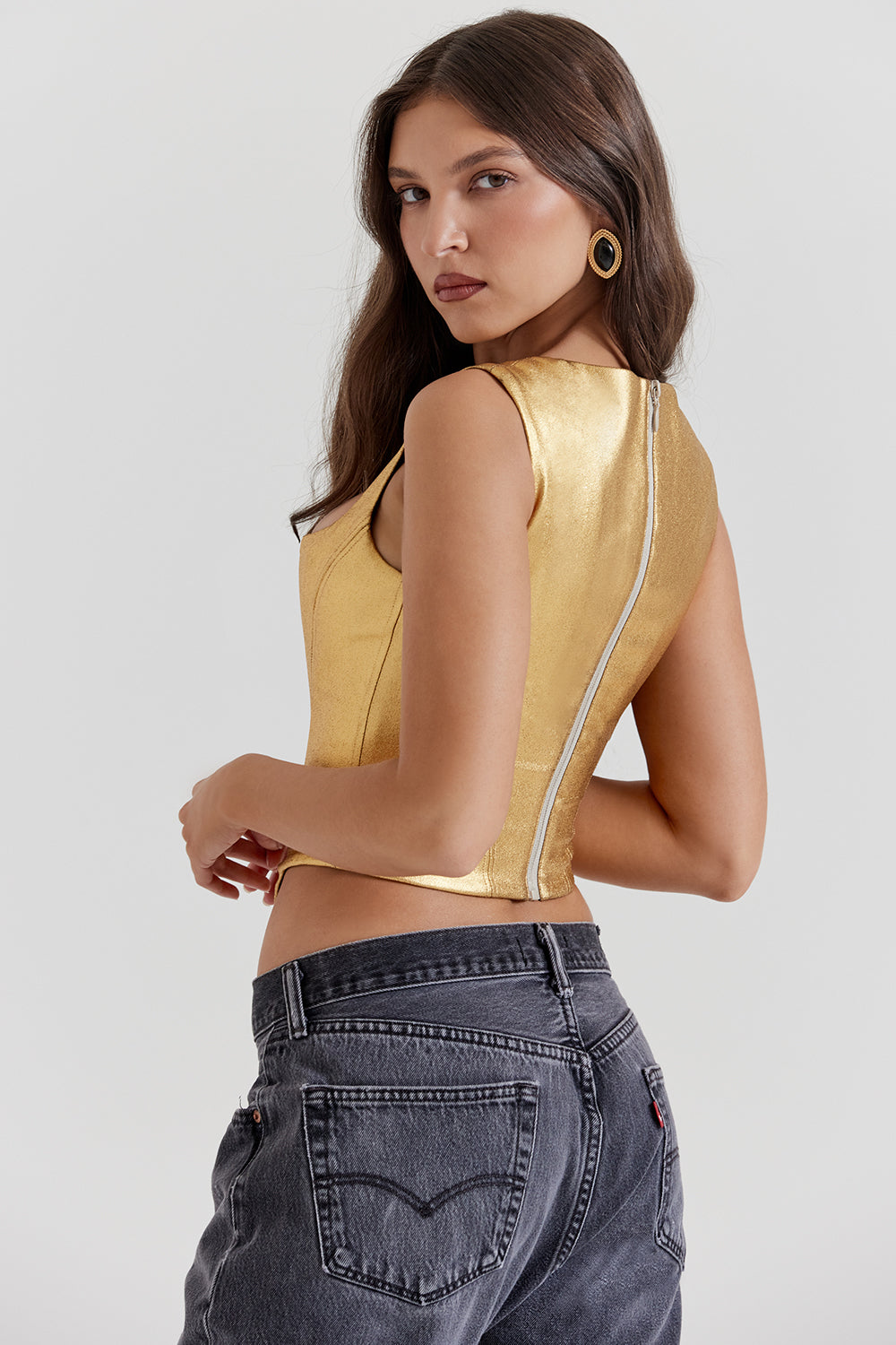 Brooke Corset Top | Women’s Bold Gold Structured Corset for Statement Styling