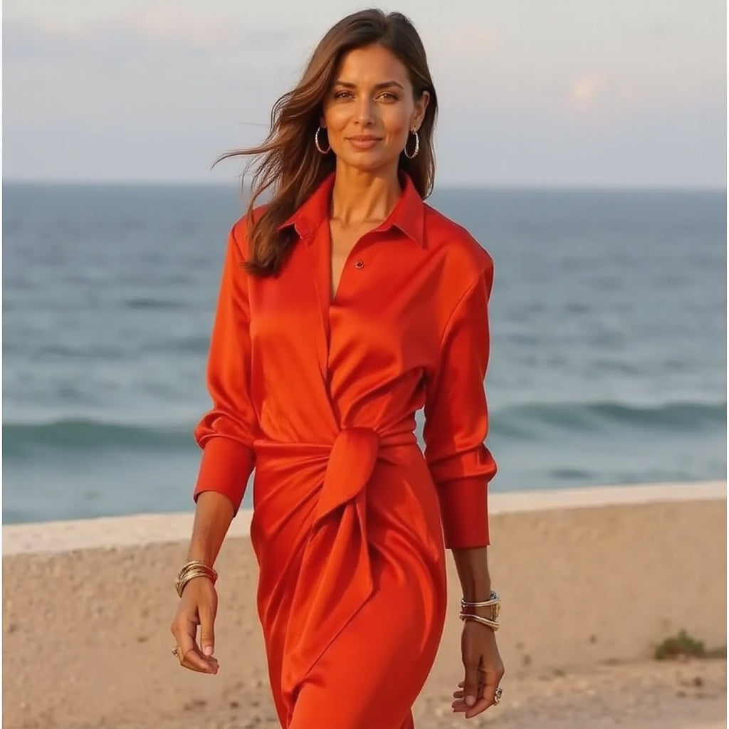 Adriana Silk Dress | Women’s Elegant Lightweight Silk Midi Dress