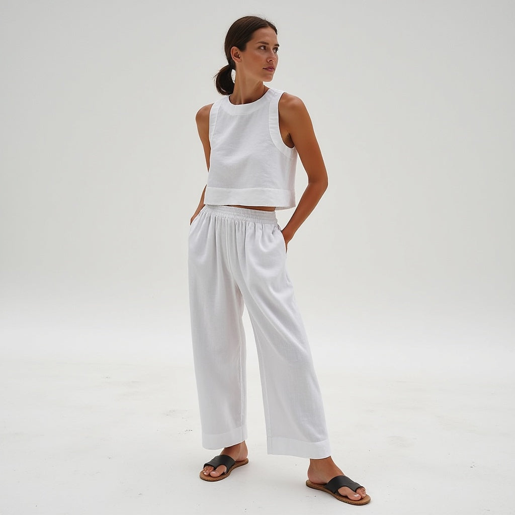 April Linen Set | Women’s Lightweight Two-Piece Shirt and Trousers
