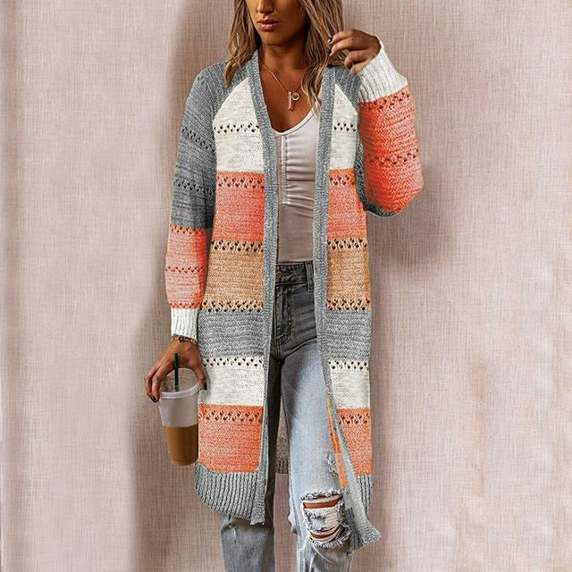 Orsola Cardigan | Women's Autumn Long Striped Knit Cardigan