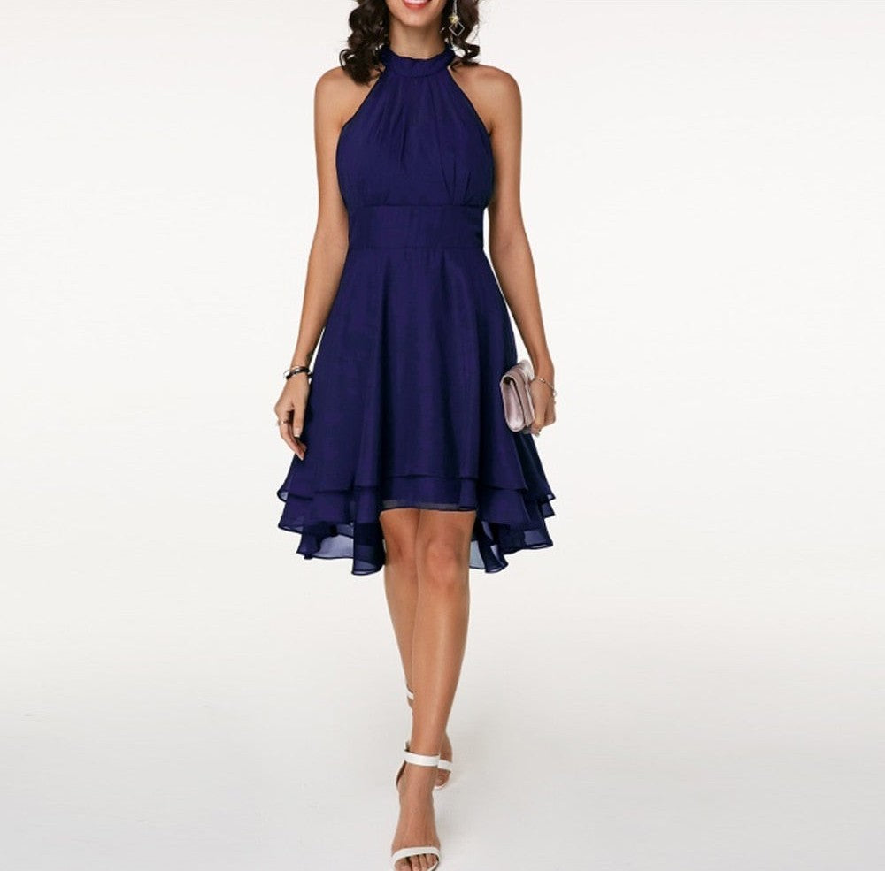 Doralith Dress | Halter Mini Dress with Ruffle Details and Flattering Waist Accent
