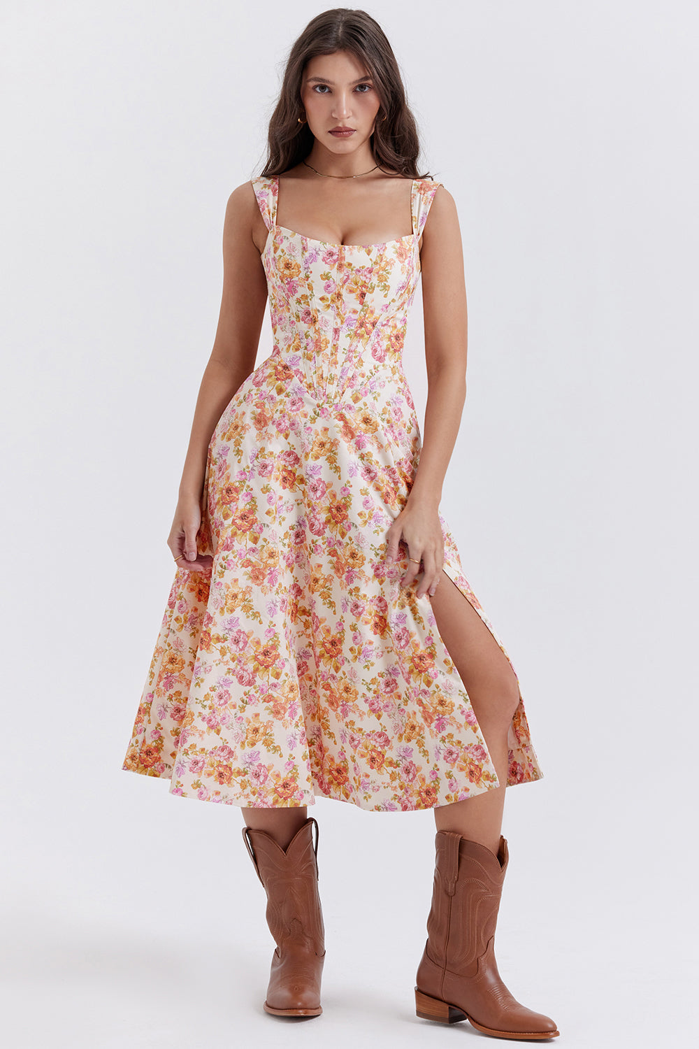 Bridget Sundress | Women’s Floral Print Midi Dress with Lightweight Flowy Fit