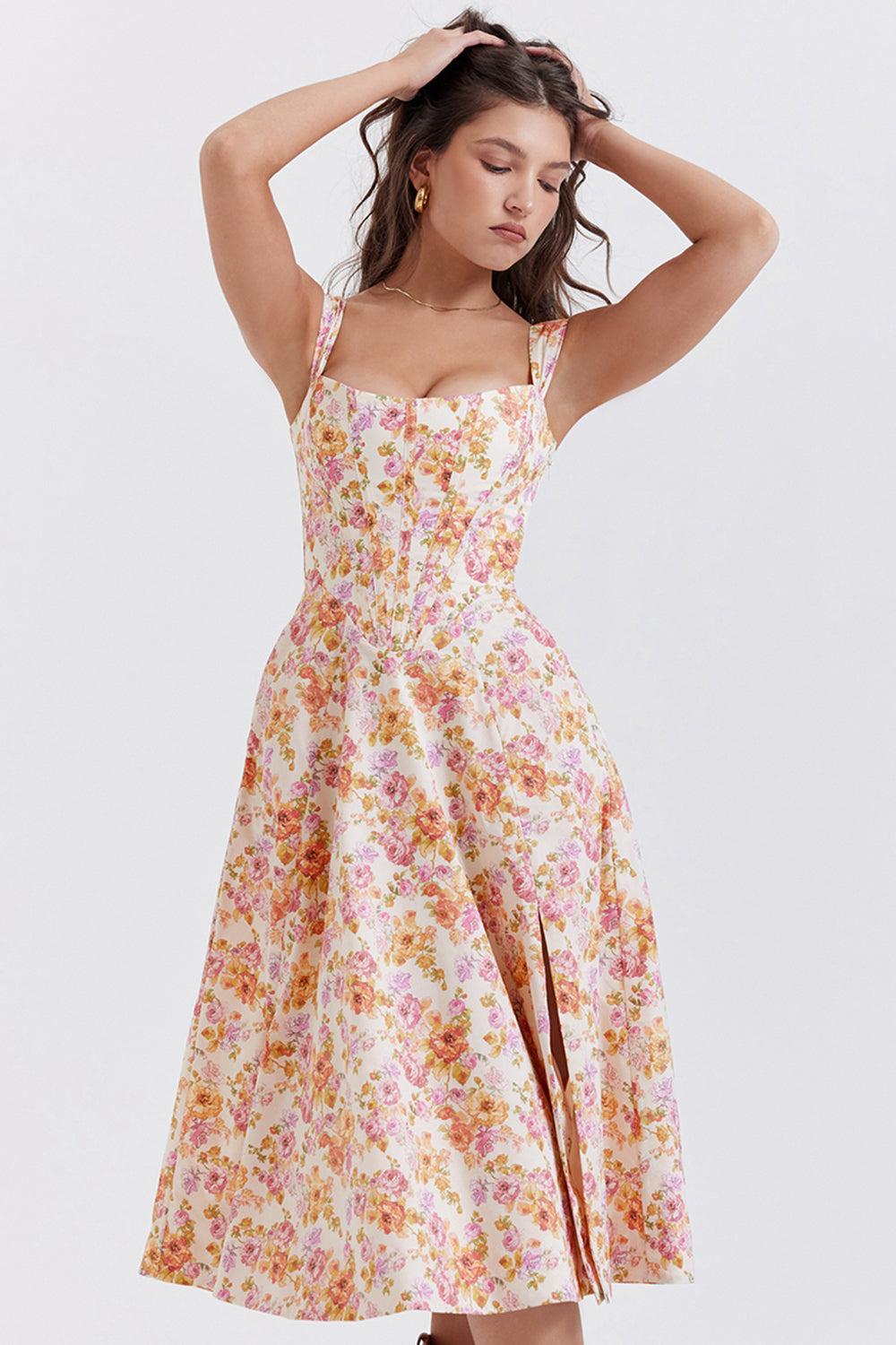 Bridget Sundress | Women’s Floral Print Midi Dress with Lightweight Flowy Fit