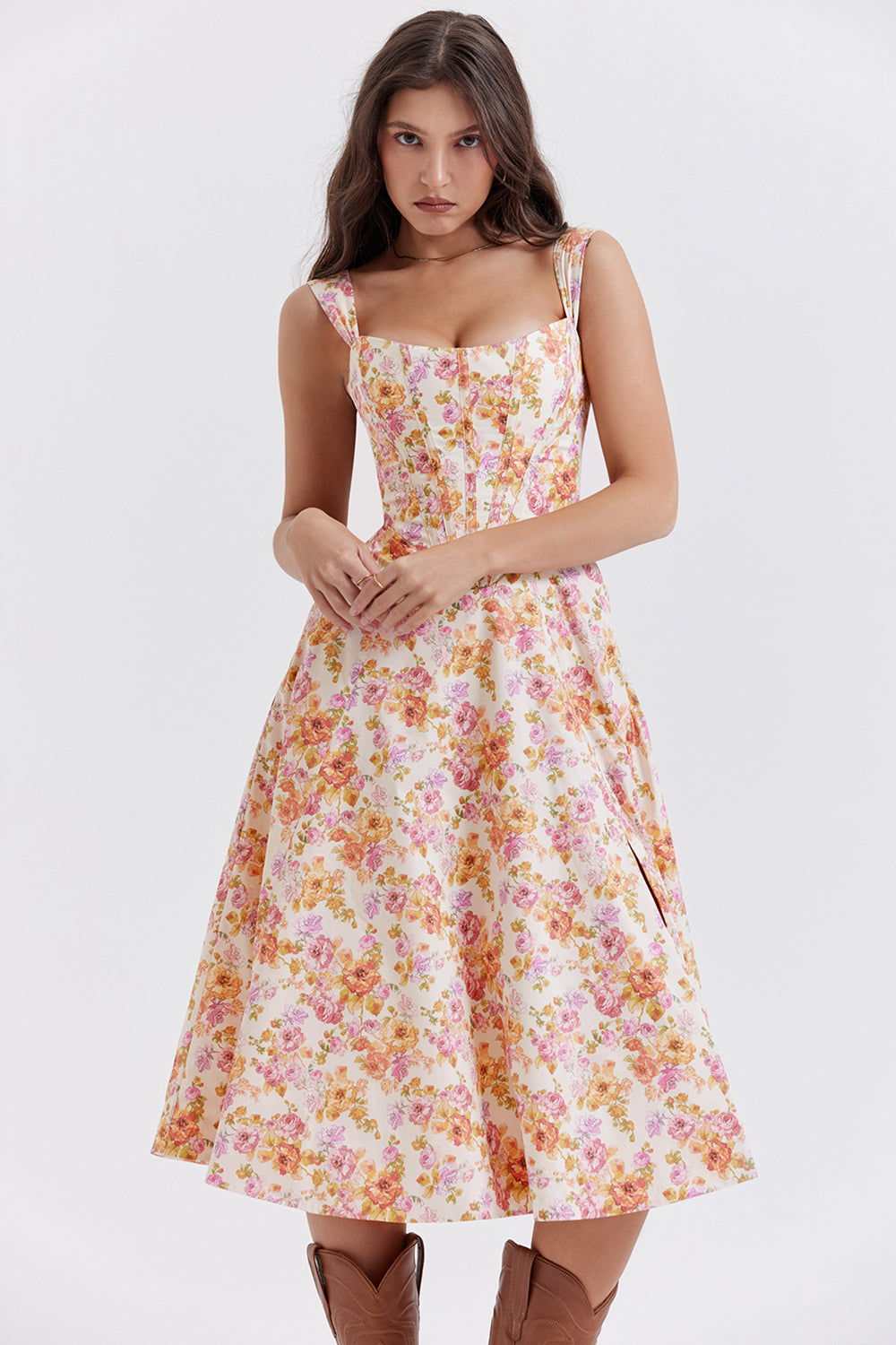 Bridget Sundress | Women’s Floral Print Midi Dress with Lightweight Flowy Fit