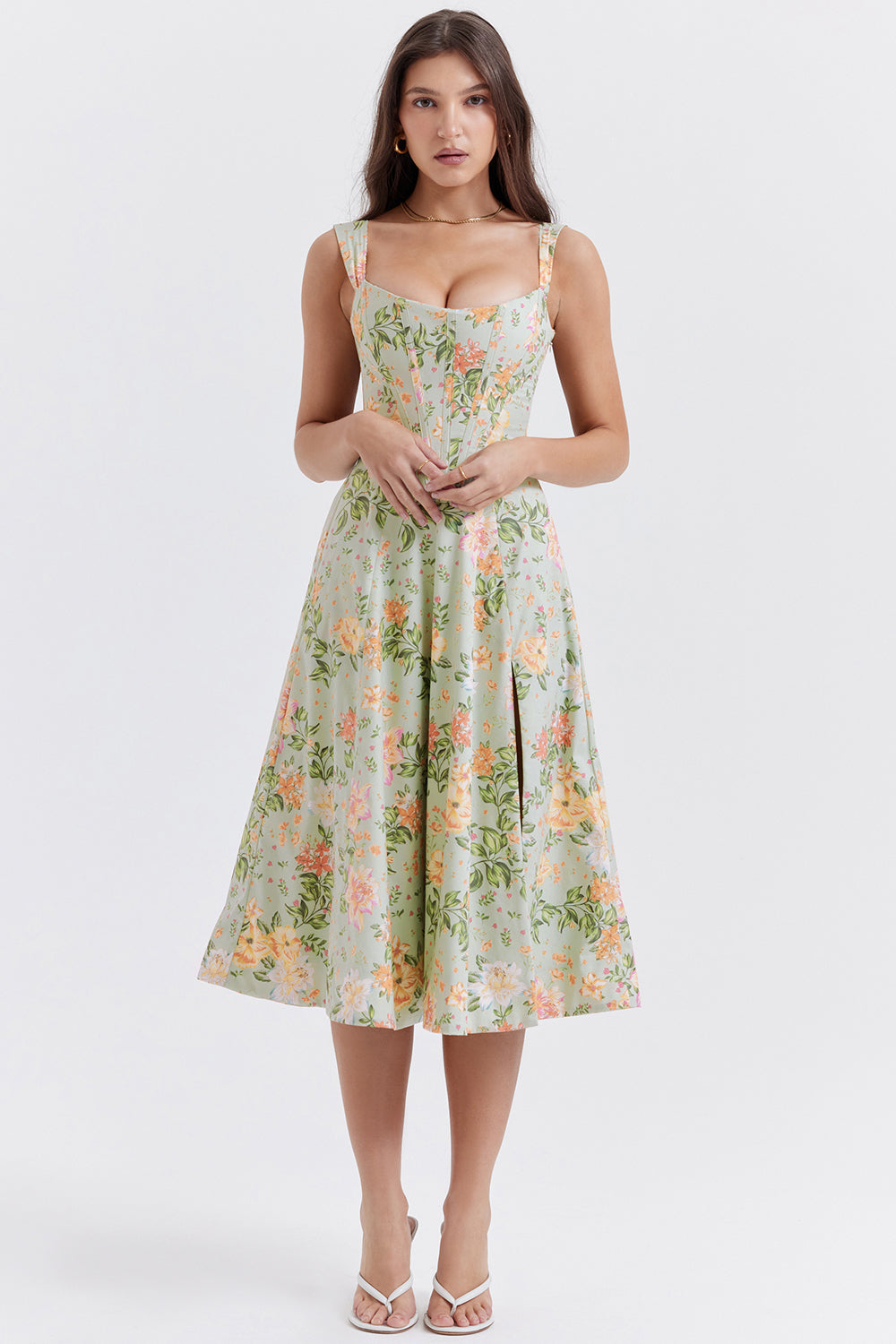 Bridget Sundress | Women’s Floral Print Midi Dress with Lightweight Flowy Fit