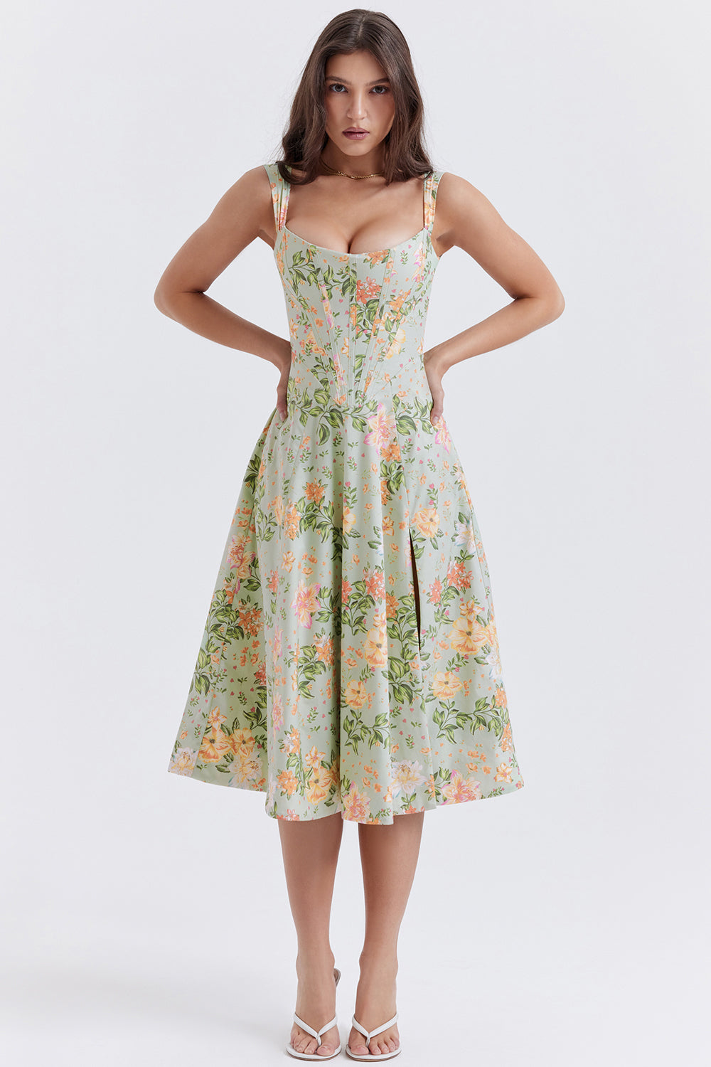 Bridget Sundress | Women’s Floral Print Midi Dress with Lightweight Flowy Fit