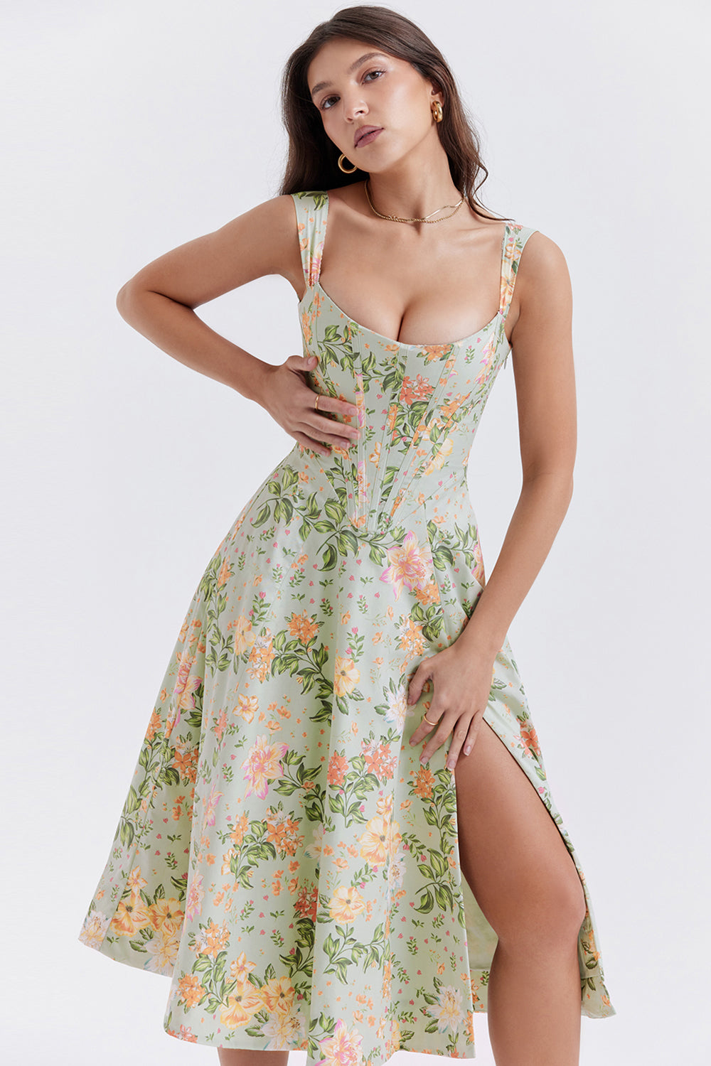 Bridget Sundress | Women’s Floral Print Midi Dress with Lightweight Flowy Fit