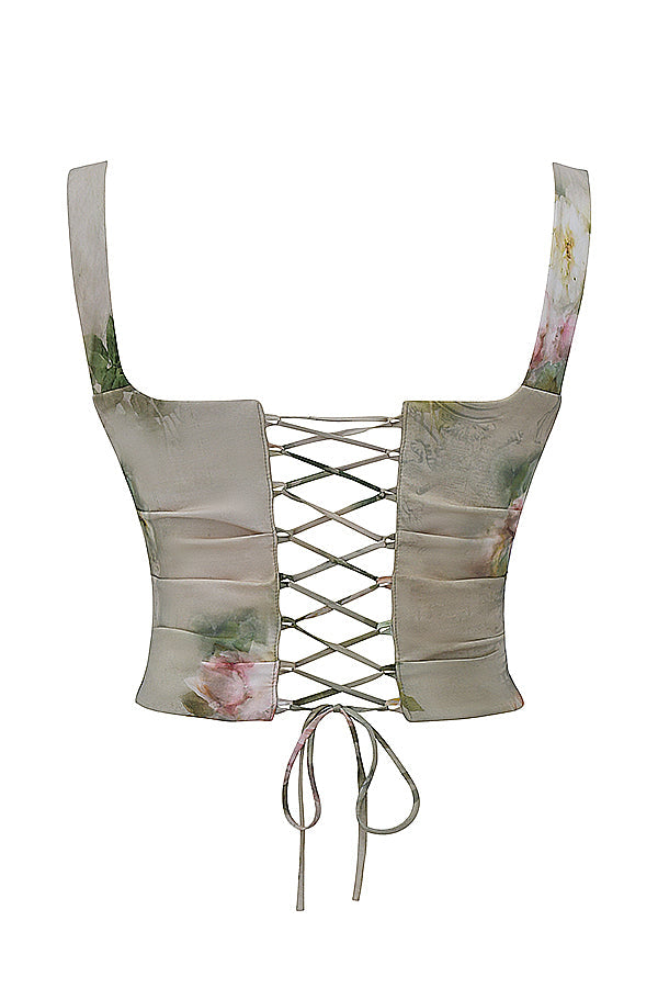 Brianna Two-Piece Set | Women’s Vintage Floral Corset and Maxi Skirt Set
