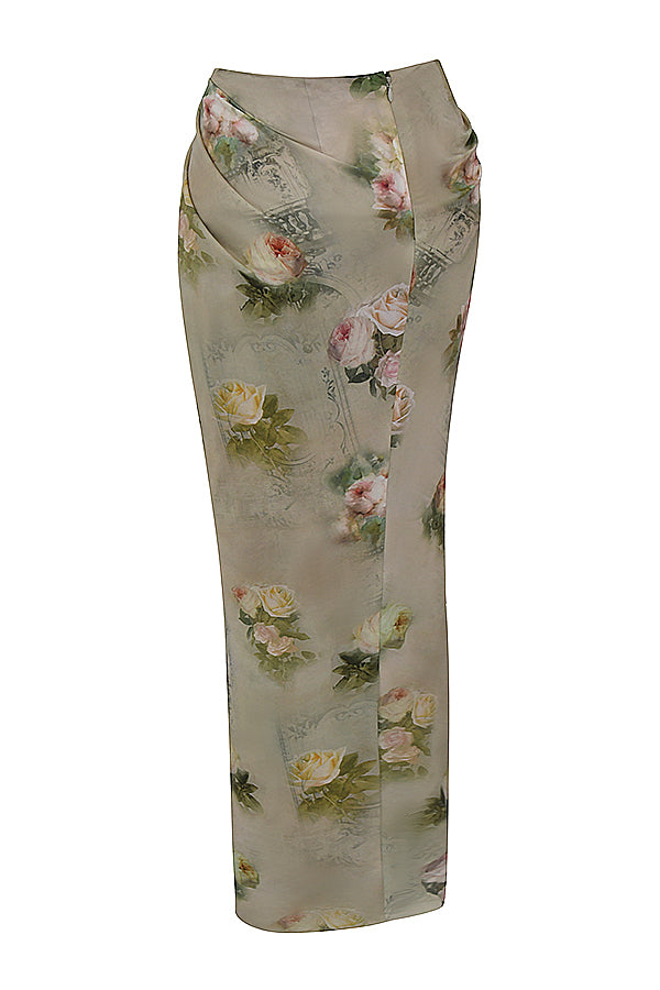 Brianna Two-Piece Set | Women’s Vintage Floral Corset and Maxi Skirt Set