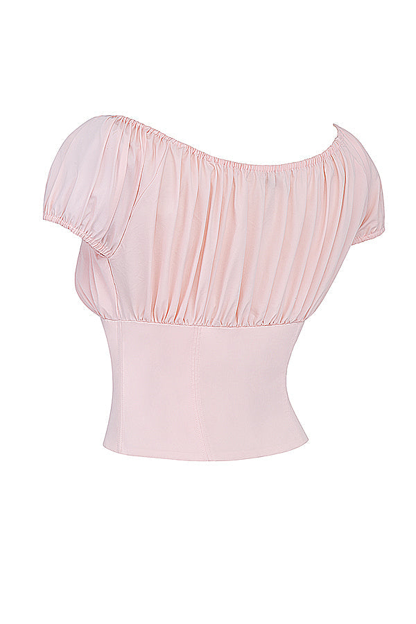Babette Ruffle Top | Women’s Baby Pink Puff Sleeve Corset Top