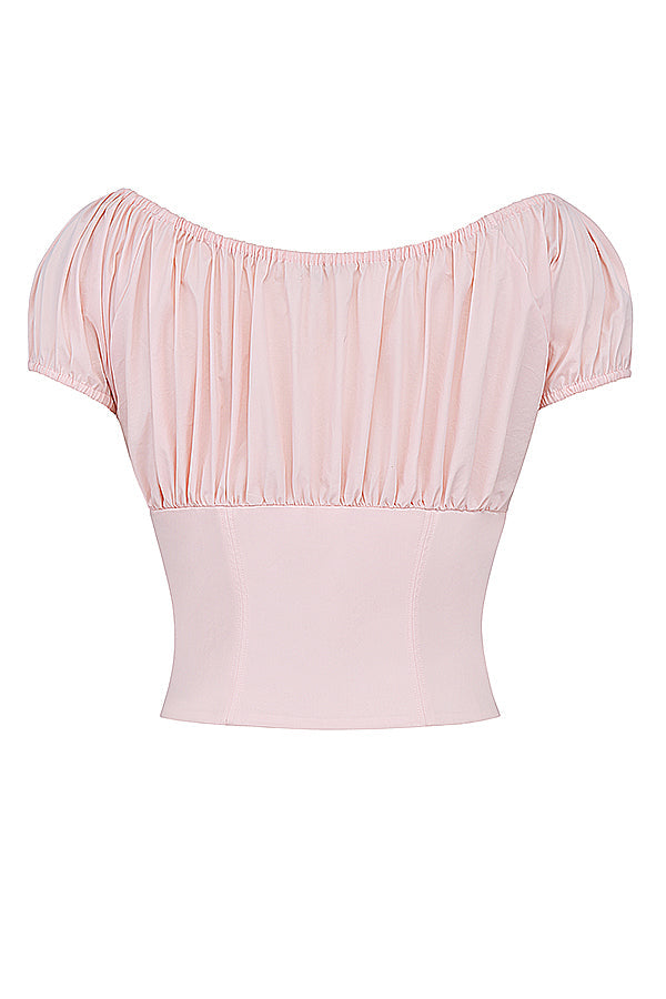 Babette Ruffle Top | Women’s Baby Pink Puff Sleeve Corset Top