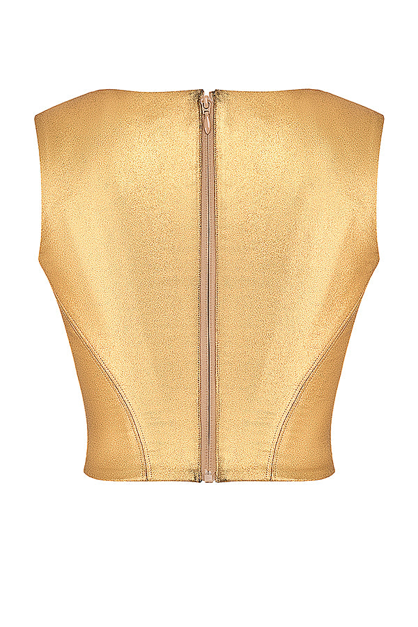 Brooke Corset Top | Women’s Bold Gold Structured Corset for Statement Styling