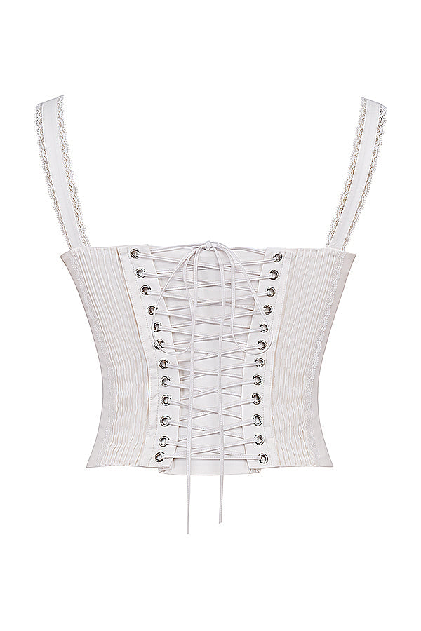 Bambi Corset Top | Women’s White Lace-Up Back Corset with Structured Fit