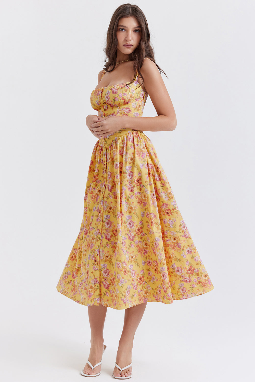 Bridget Sundress | Women’s Floral Print Midi Dress with Lightweight Flowy Fit