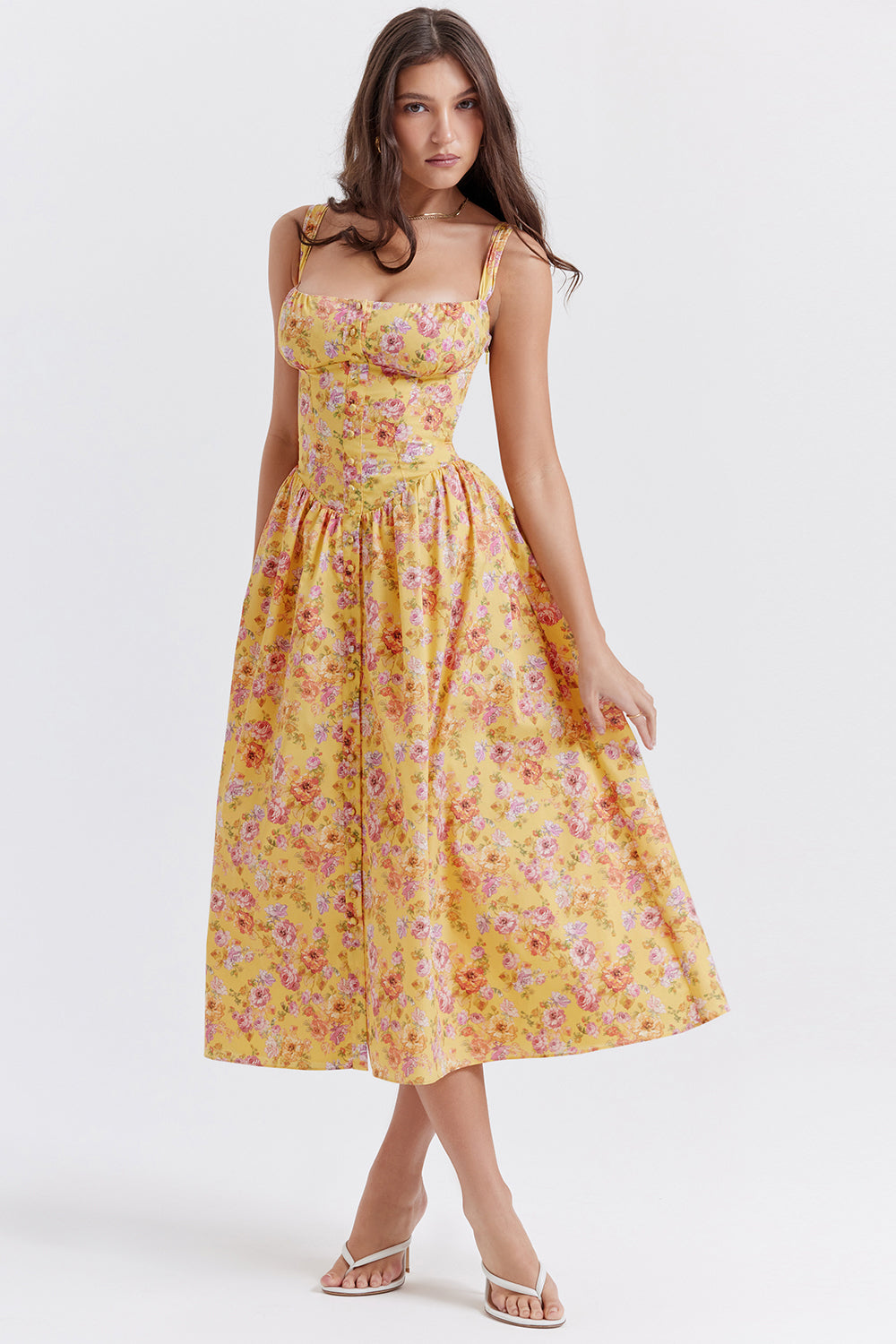 Bridget Sundress | Women’s Floral Print Midi Dress with Lightweight Flowy Fit