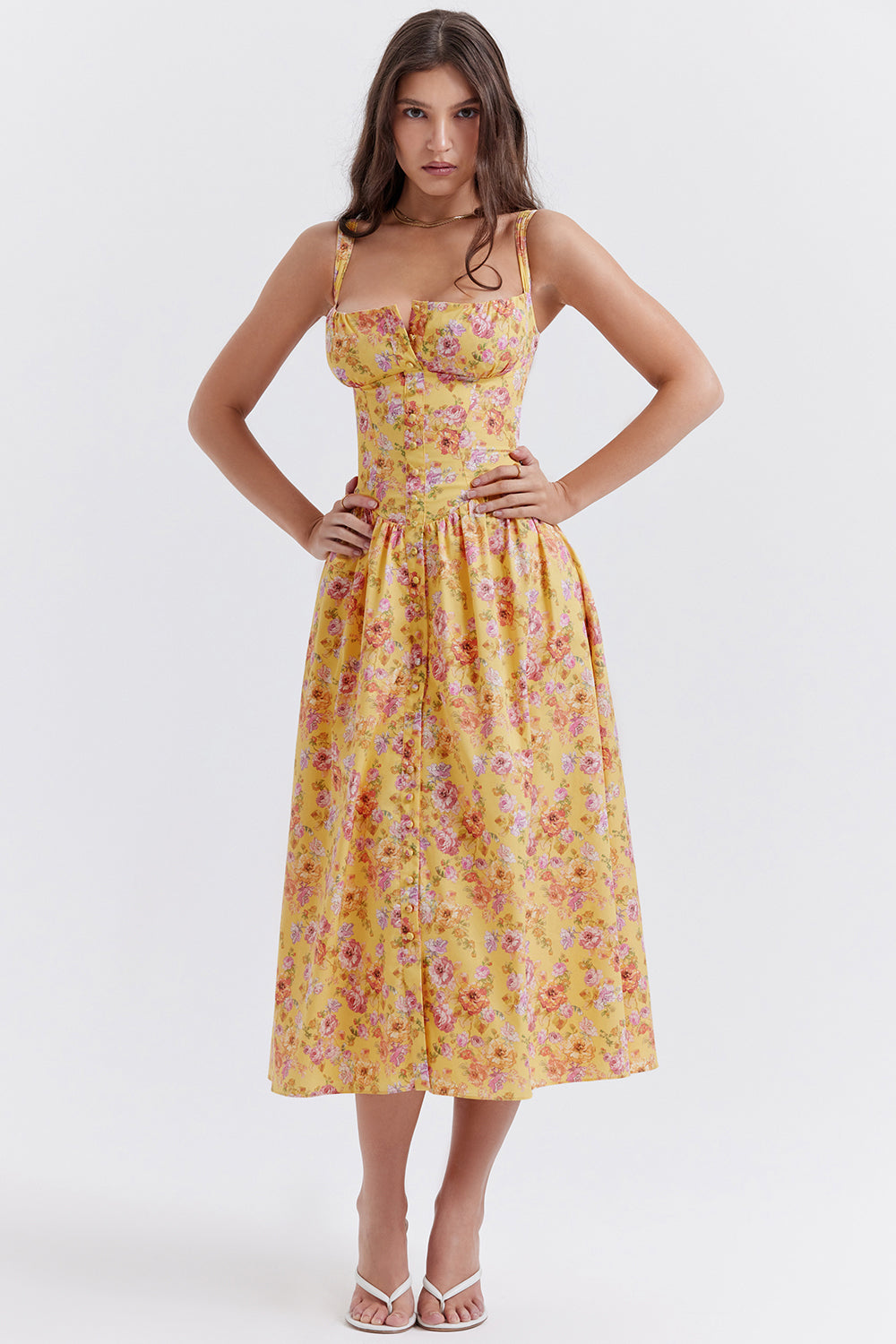 Bridget Sundress | Women’s Floral Print Midi Dress with Lightweight Flowy Fit