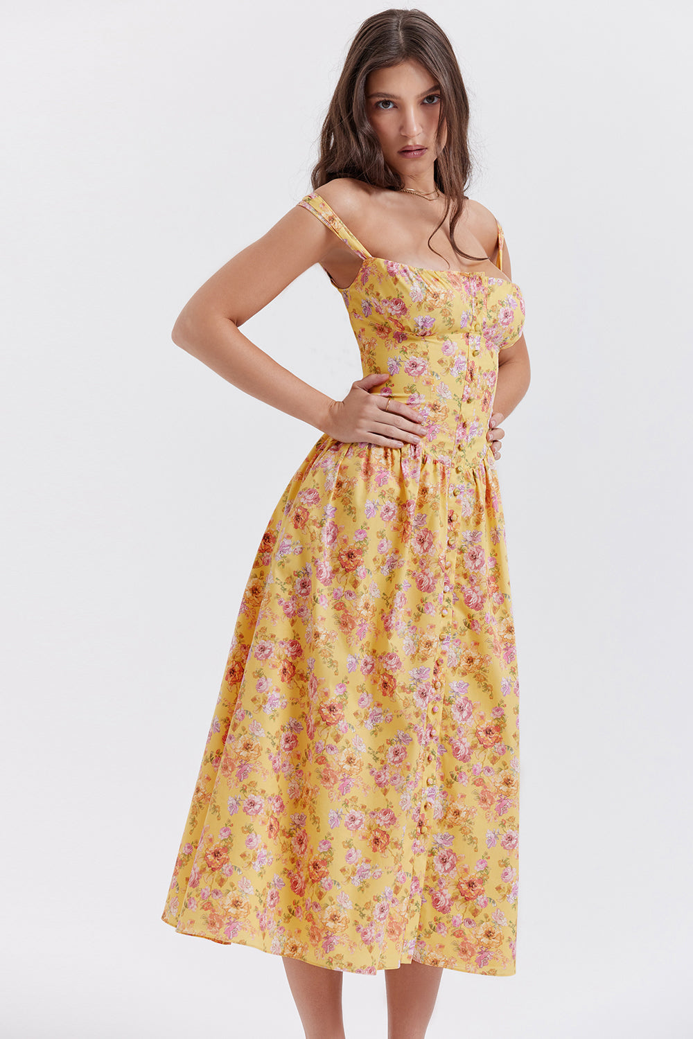 Bridget Sundress | Women’s Floral Print Midi Dress with Lightweight Flowy Fit