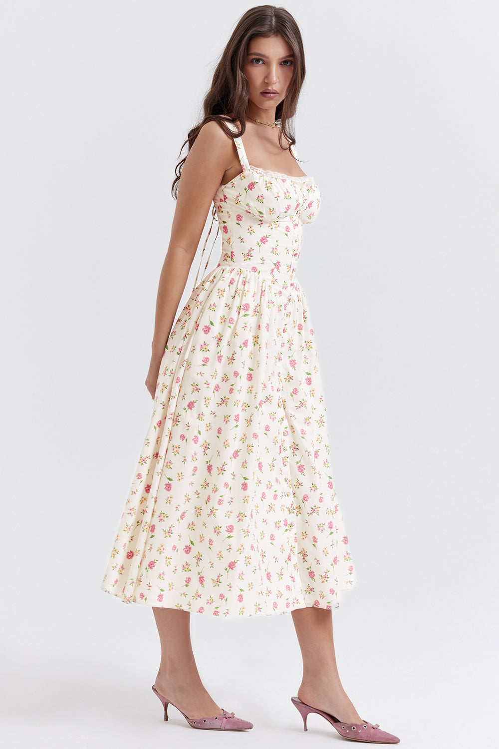 Bridget Sundress | Women’s Floral Print Midi Dress with Lightweight Flowy Fit