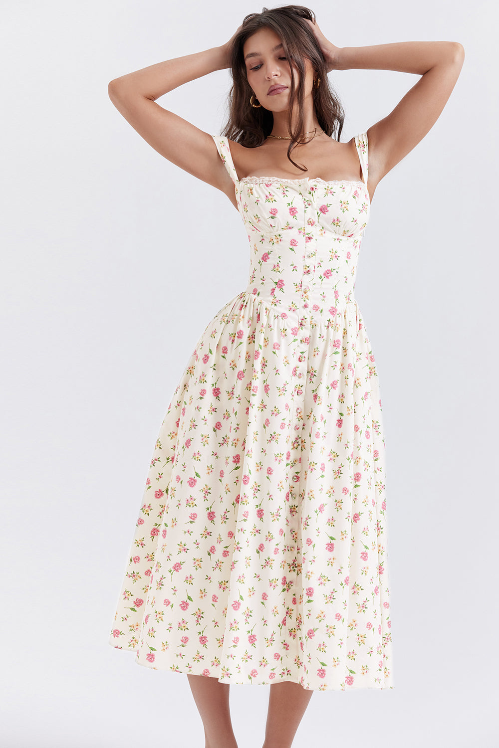 Bridget Sundress | Women’s Floral Print Midi Dress with Lightweight Flowy Fit