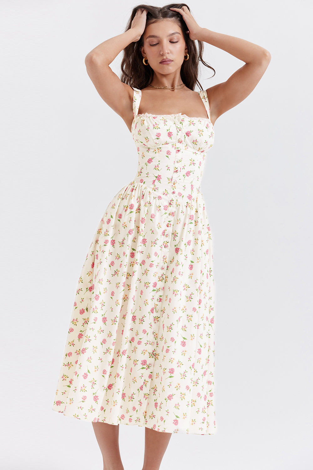 Bridget Sundress | Women’s Floral Print Midi Dress with Lightweight Flowy Fit