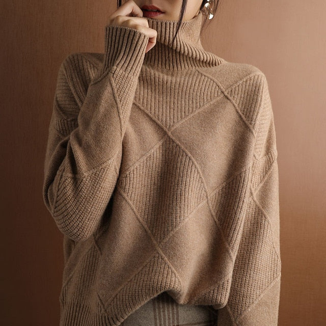 Ginny Sweater | Geometric Pattern Turtleneck Sweater