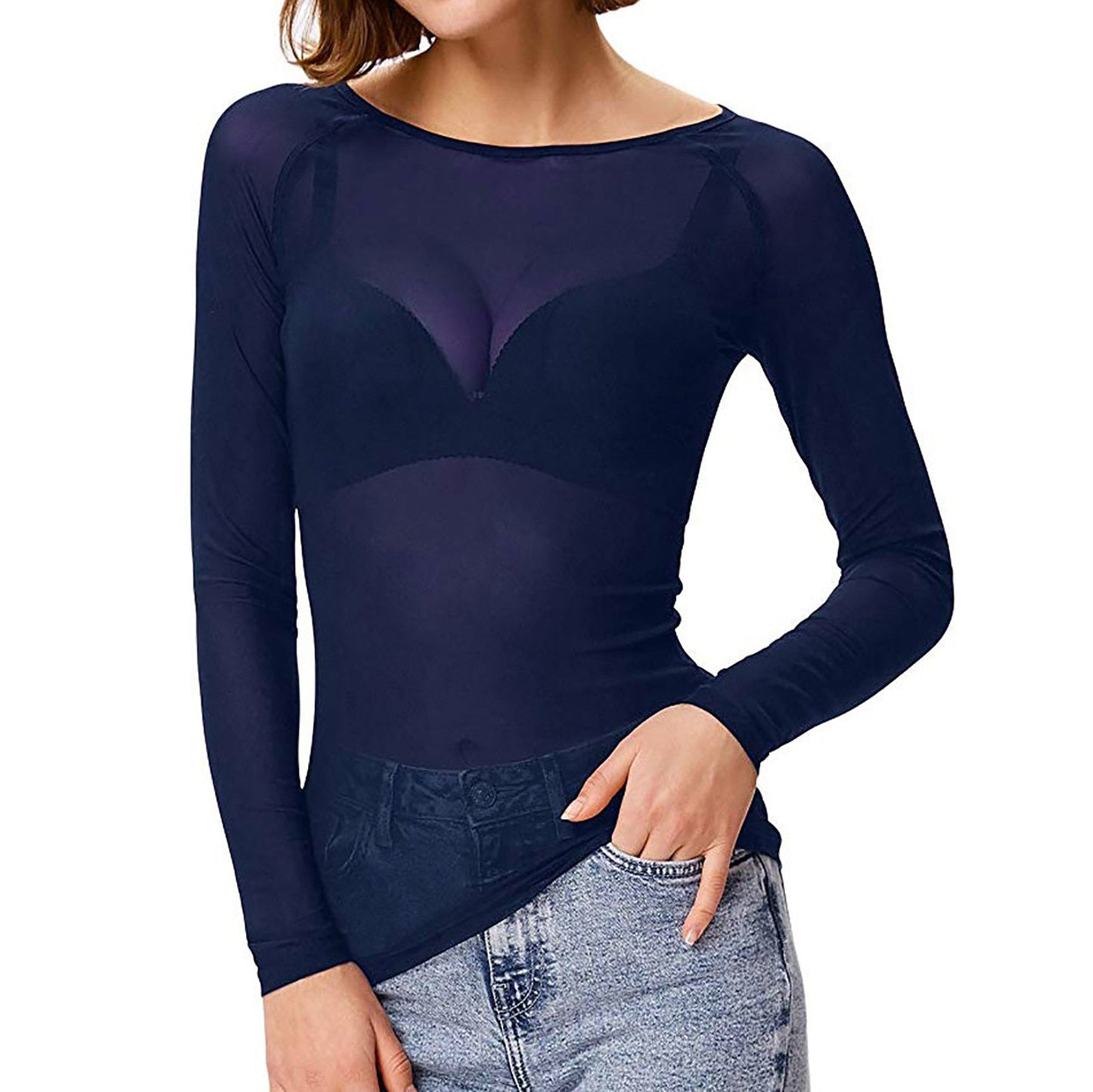 Blossom Top | Sheer Mesh Long Sleeve Top for Women – Fitted and Stylish