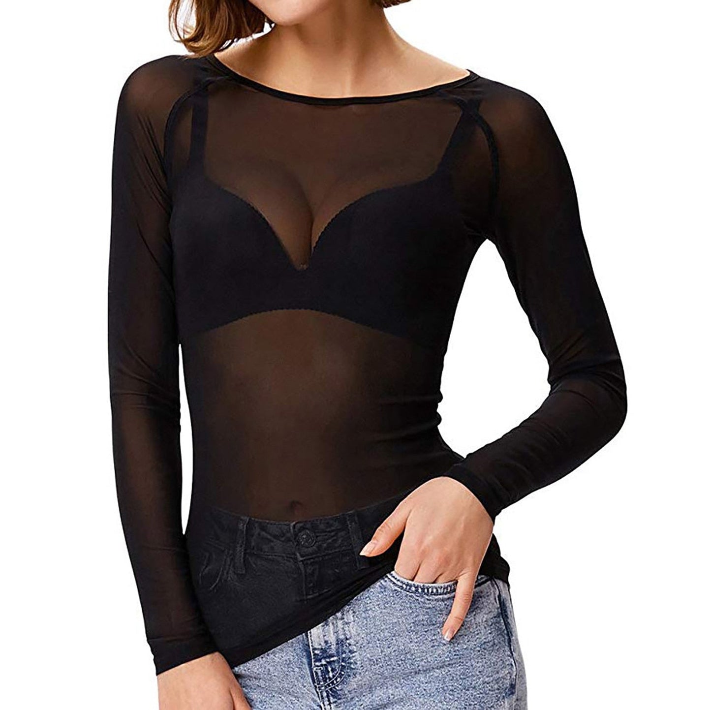 Blossom Top | Sheer Mesh Long Sleeve Top for Women – Fitted and Stylish