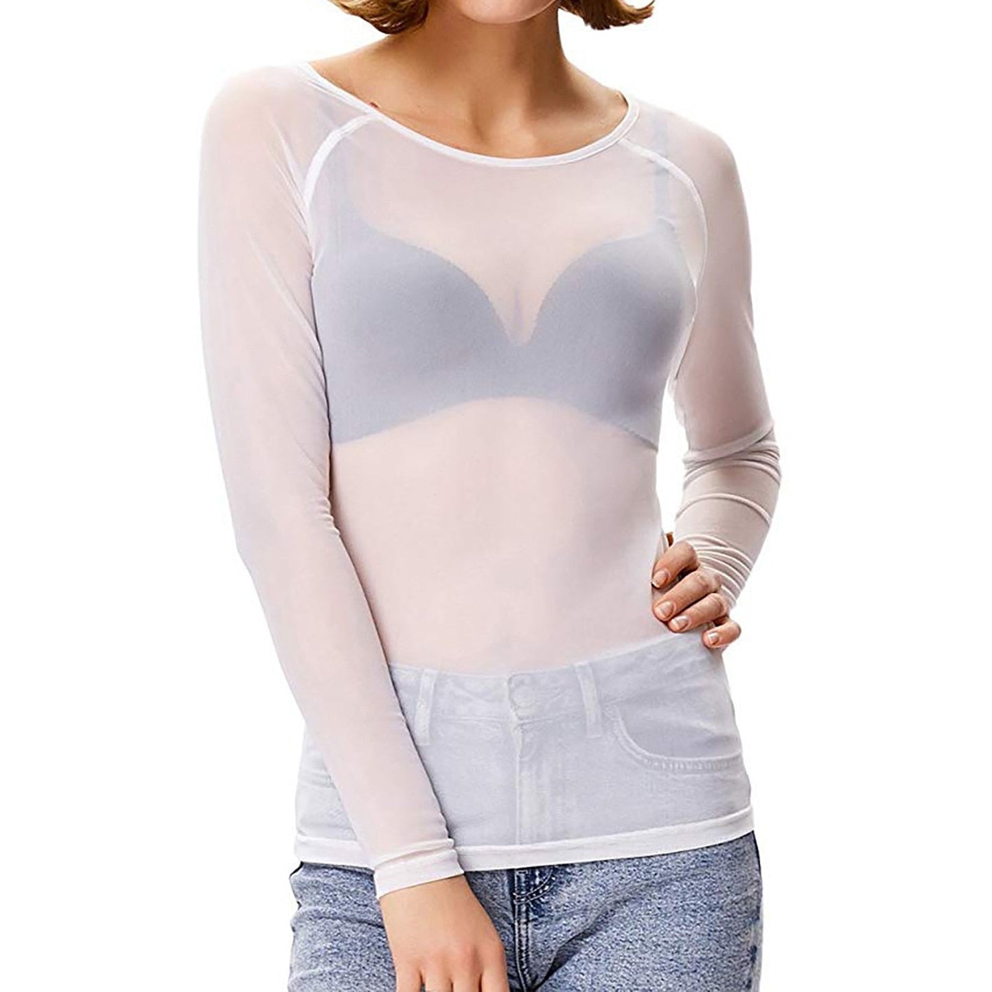 Blossom Top | Sheer Mesh Long Sleeve Top for Women – Fitted and Stylish