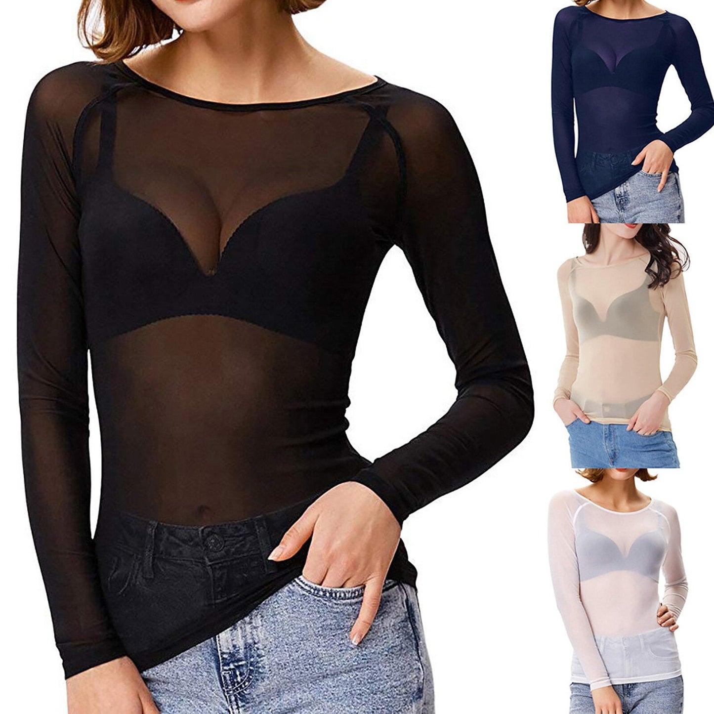 Blossom Top | Sheer Mesh Long Sleeve Top for Women – Fitted and Stylish
