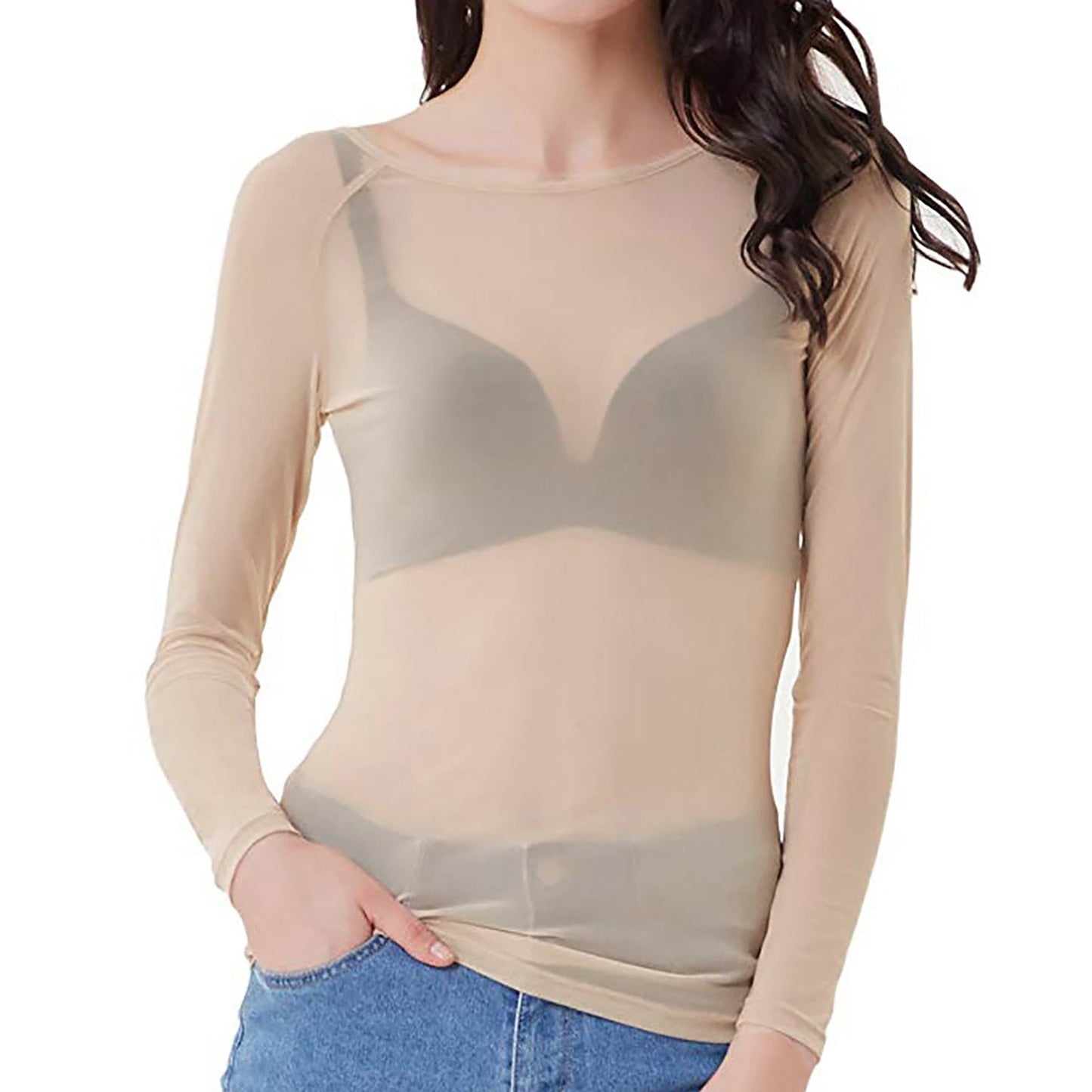Blossom Top | Sheer Mesh Long Sleeve Top for Women – Fitted and Stylish
