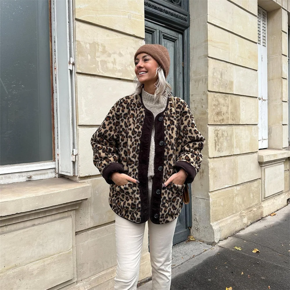 Nikki Jacket | Women's Autumn Leopard Print Fleece Jacket
