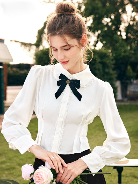 Jolie Blouse | Vintage Style Puff Sleeve Blouse with Bow