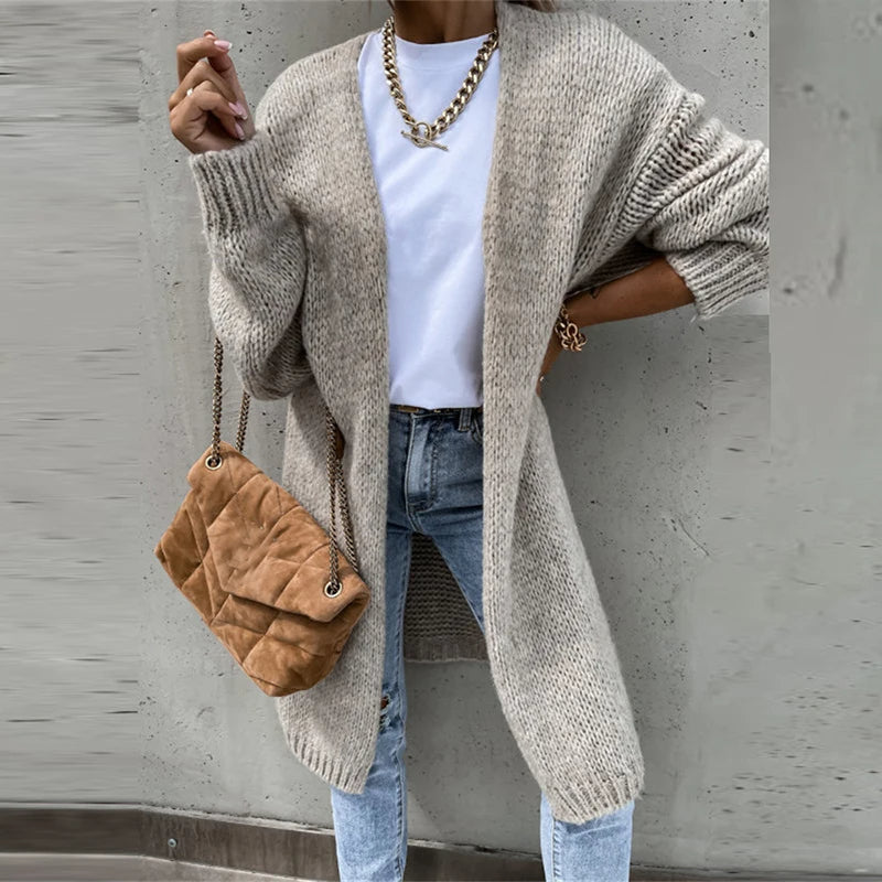 Raphaela Cardigan | Women's Autumn Mid-Length Cashmere Knit Cardigan