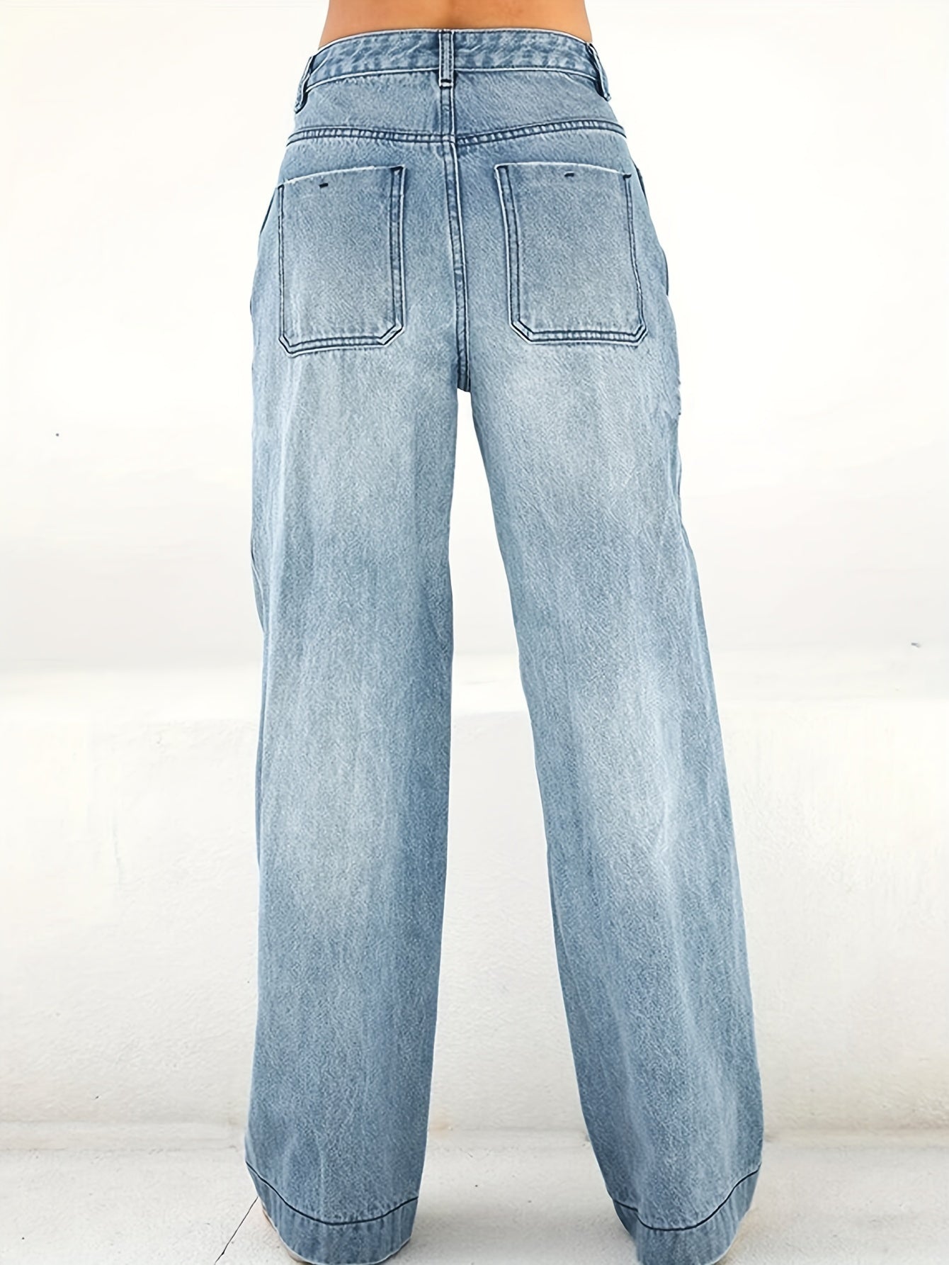 Josie Jeans | Washed Blue Wide-Leg Denim Jeans