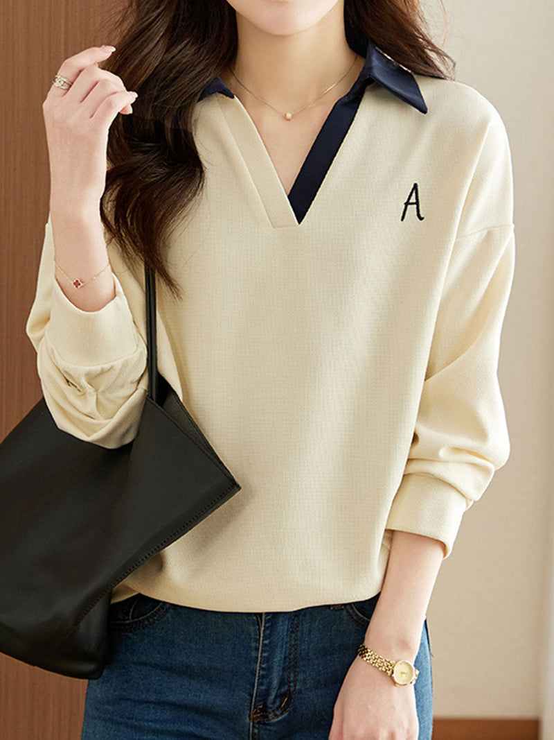 Jael Sweatshirt | Casual V-Neck Collared Sweatshirt