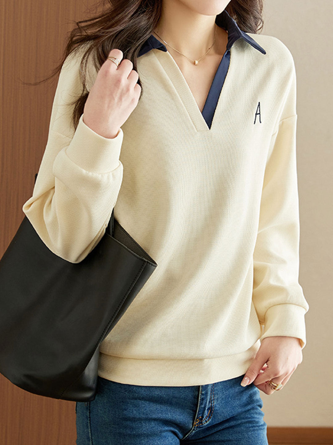 Jael Sweatshirt | Casual V-Neck Collared Sweatshirt