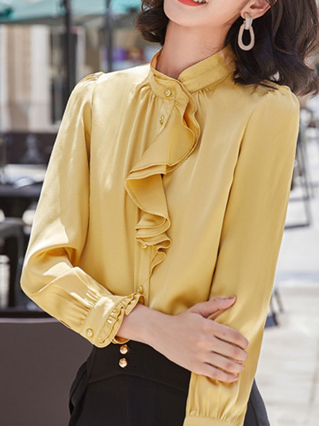 Jazmine Blouse | Elegant Ruffle Collar Chiffon Blouse