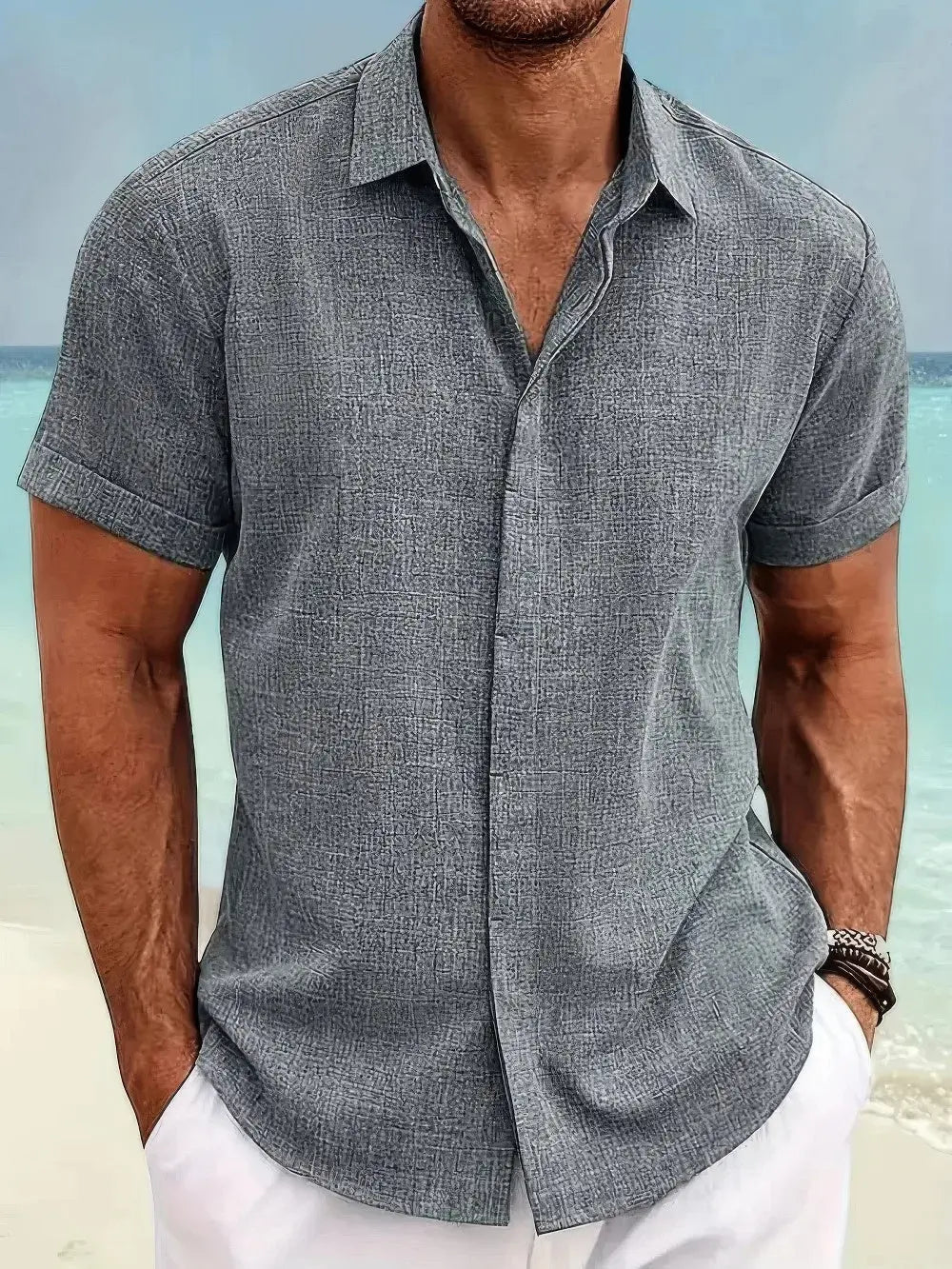 Floriane Shirt | Men’s Short-Sleeve Beach Shirt with Button-Down Front