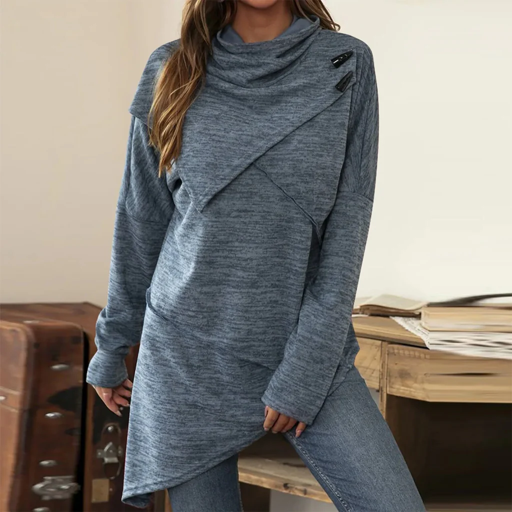 Fawn Turtleneck Sweater | Asymmetric Hem & Casual Fit