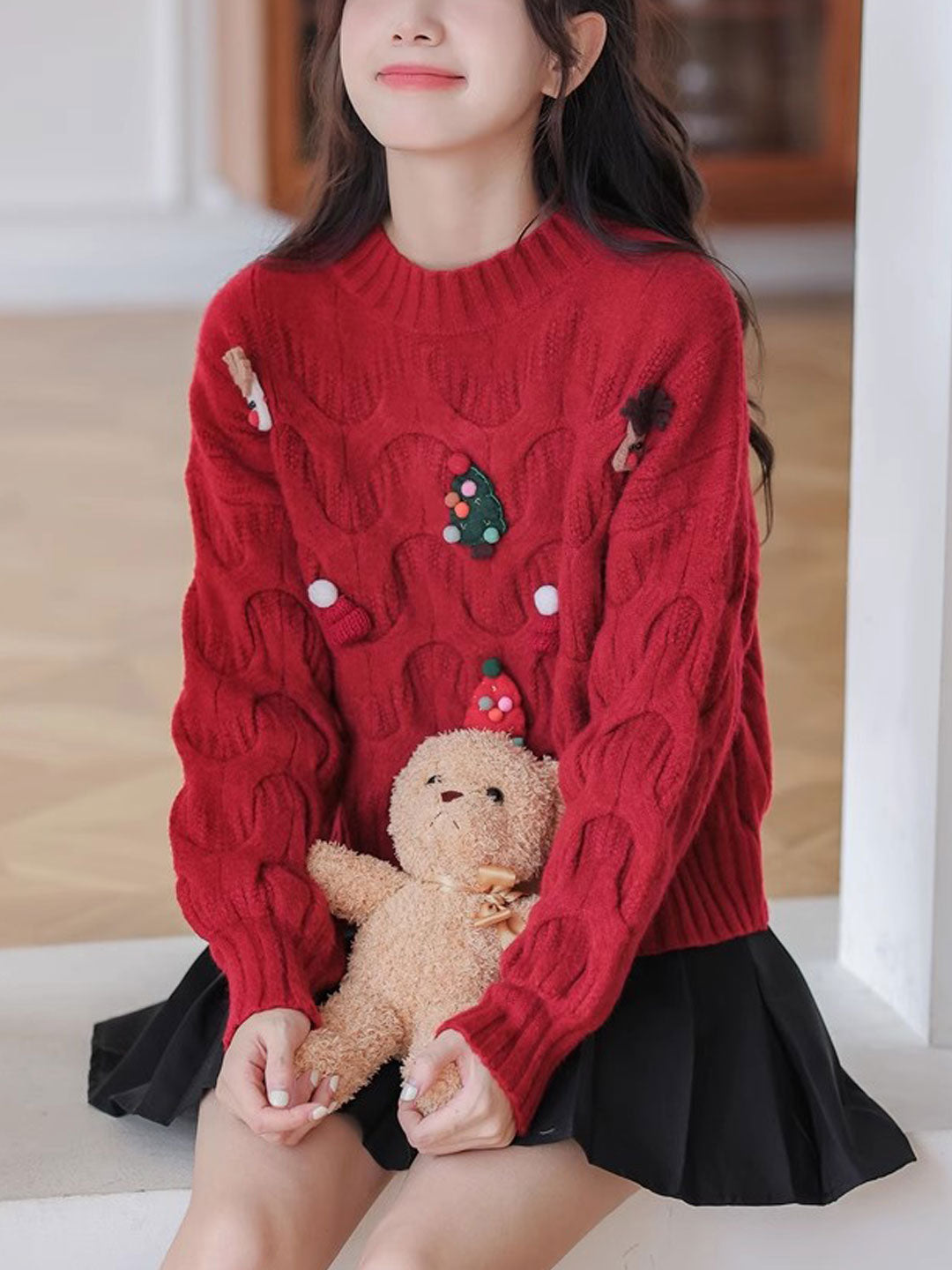 Jaime Sweater | Festive Red Knit Christmas Sweater for Women