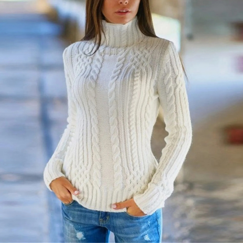 Hadlee Sweater | Cable Knit Turtleneck Sweater for Women